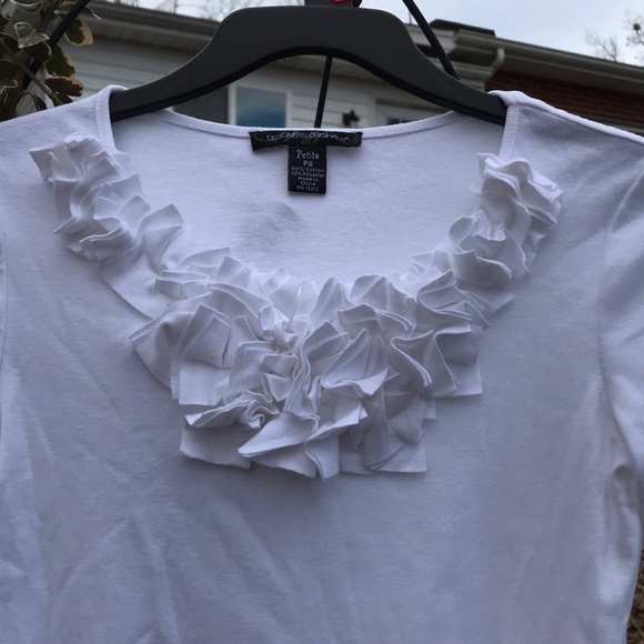 Designers Originals White Ruffle V-Neck Top PS - Picture 4 of 7